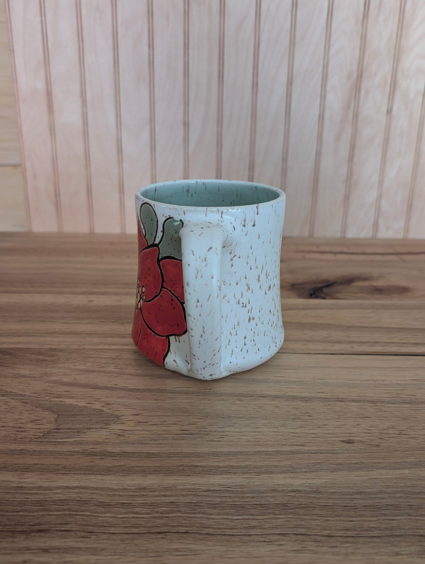 poinsettia and mistletoe mug