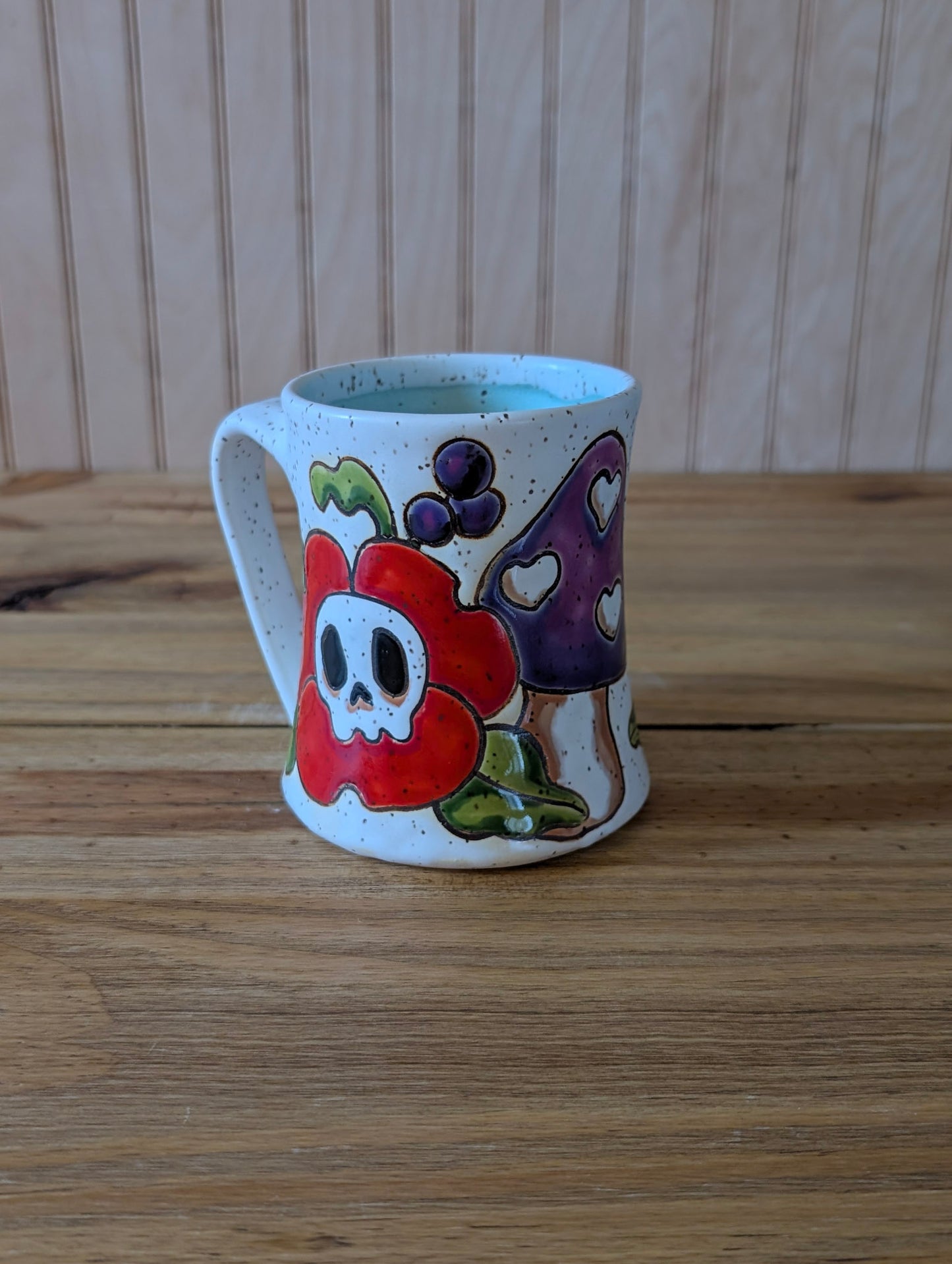 skull flower and mushroom mug