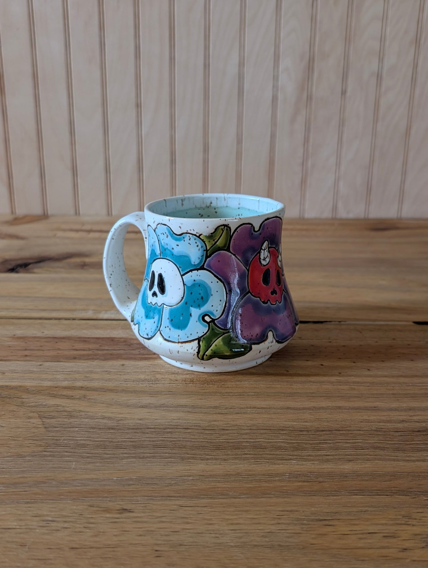 skull flower wraparound mug