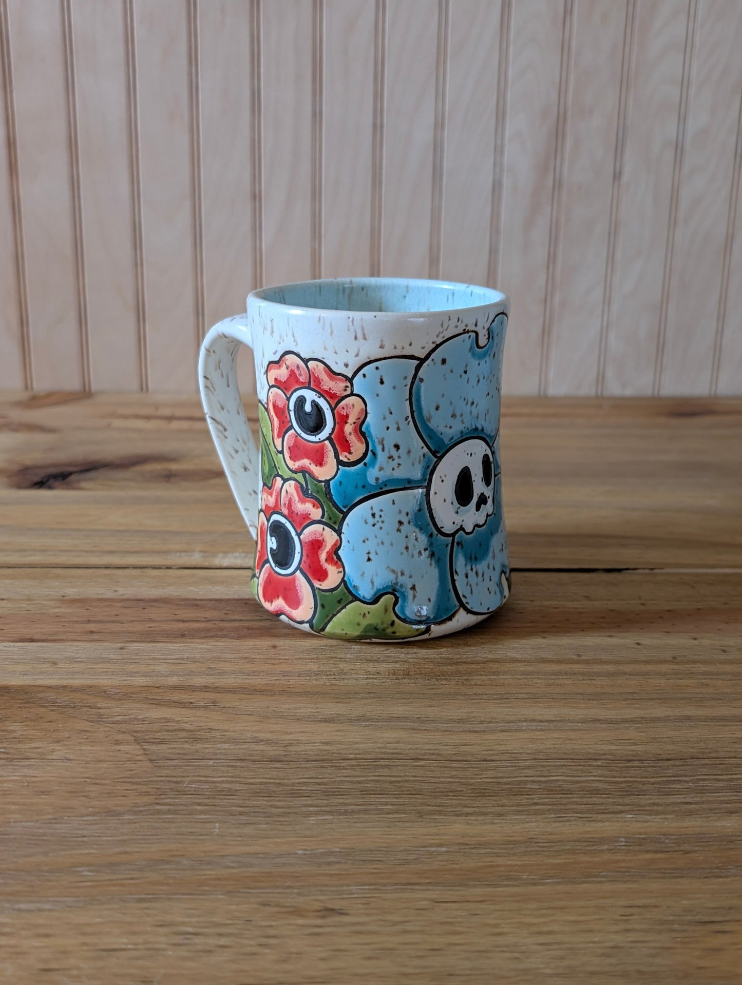 skull flower mug