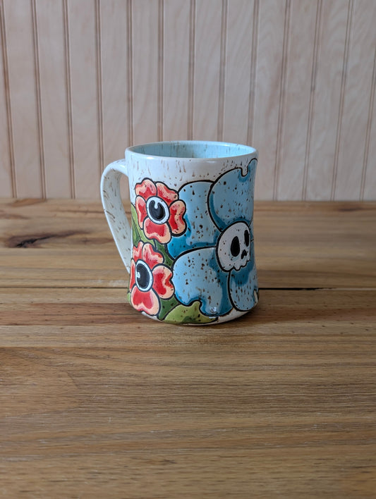 skull flower mug