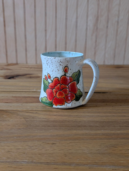 red flower mug