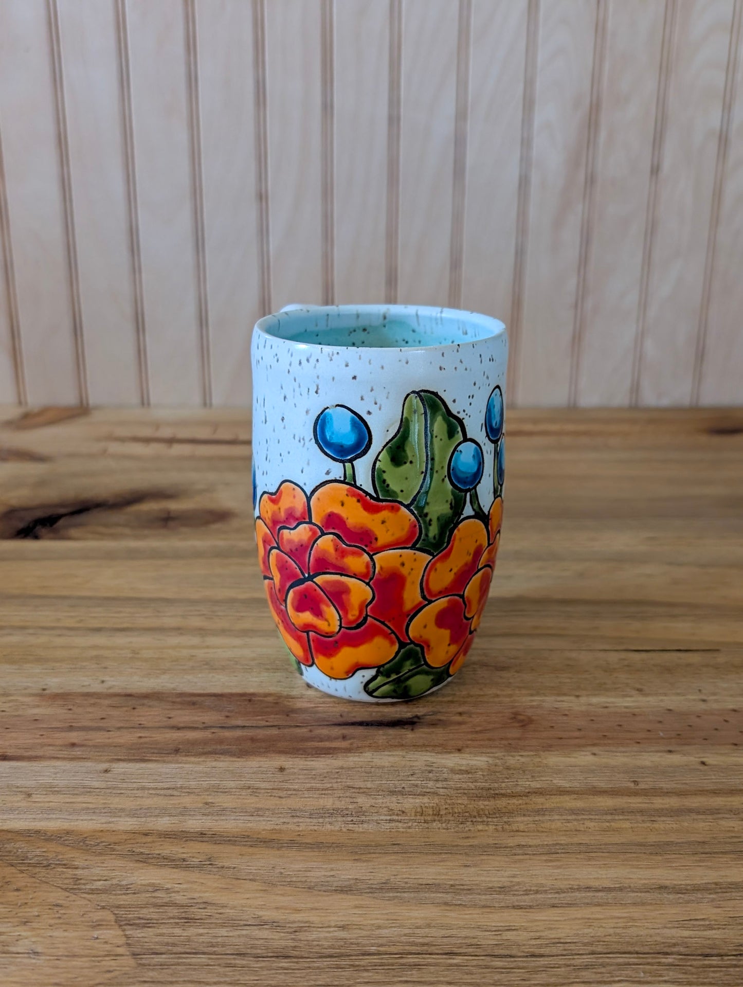 flower and blueberry mug