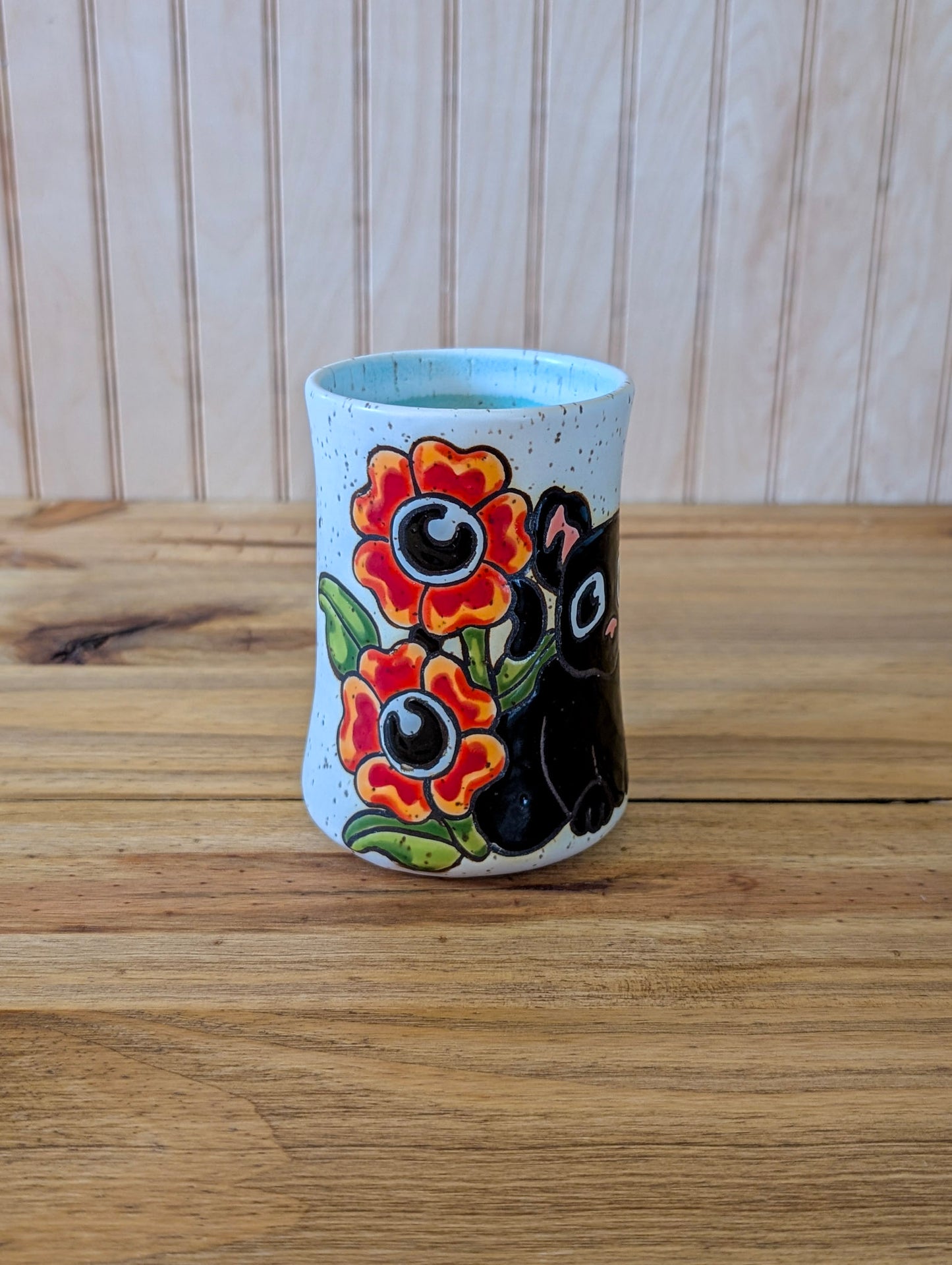 cat in flowers mug