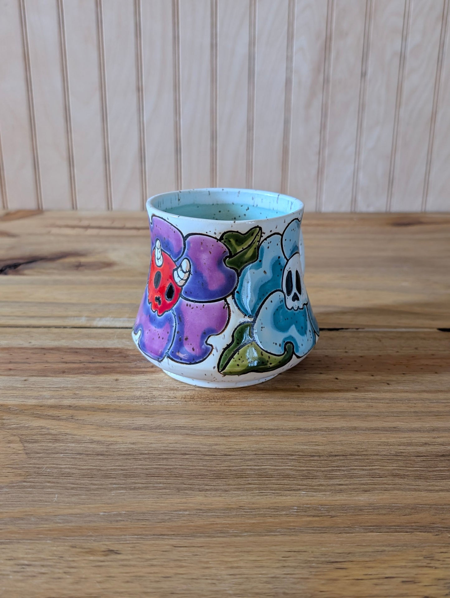 skull flower wraparound mug