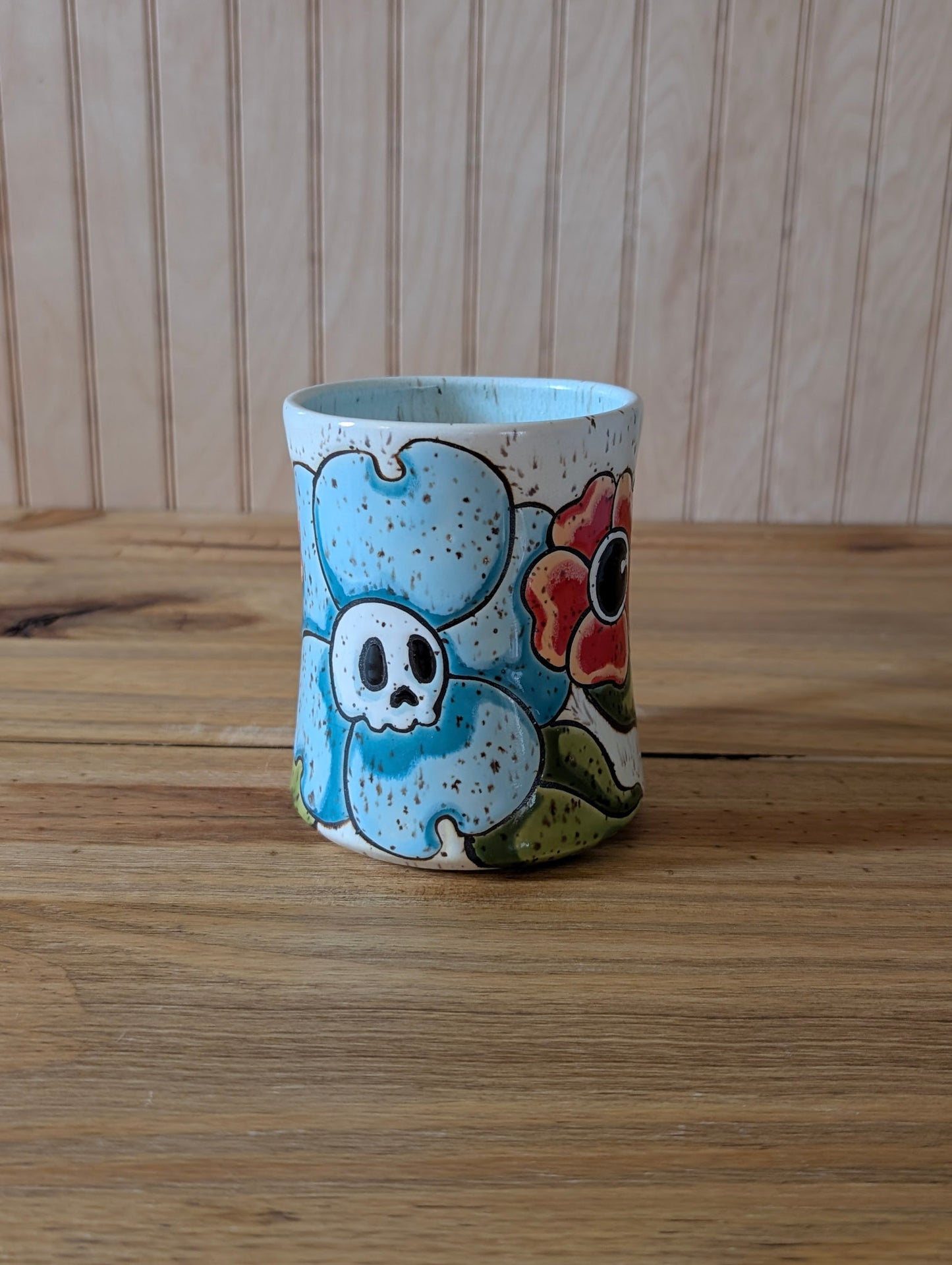 skull flower mug