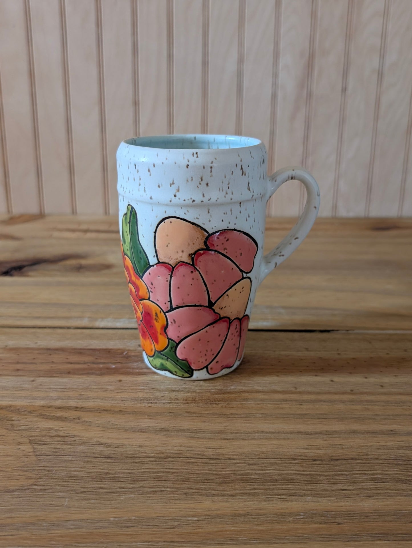 floral and mushroom wraparound design mug