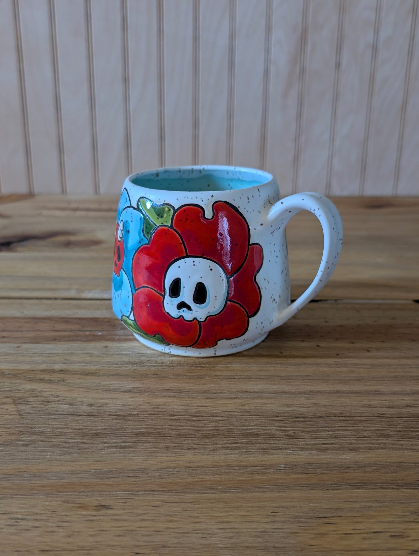 skull flower wrap around mug