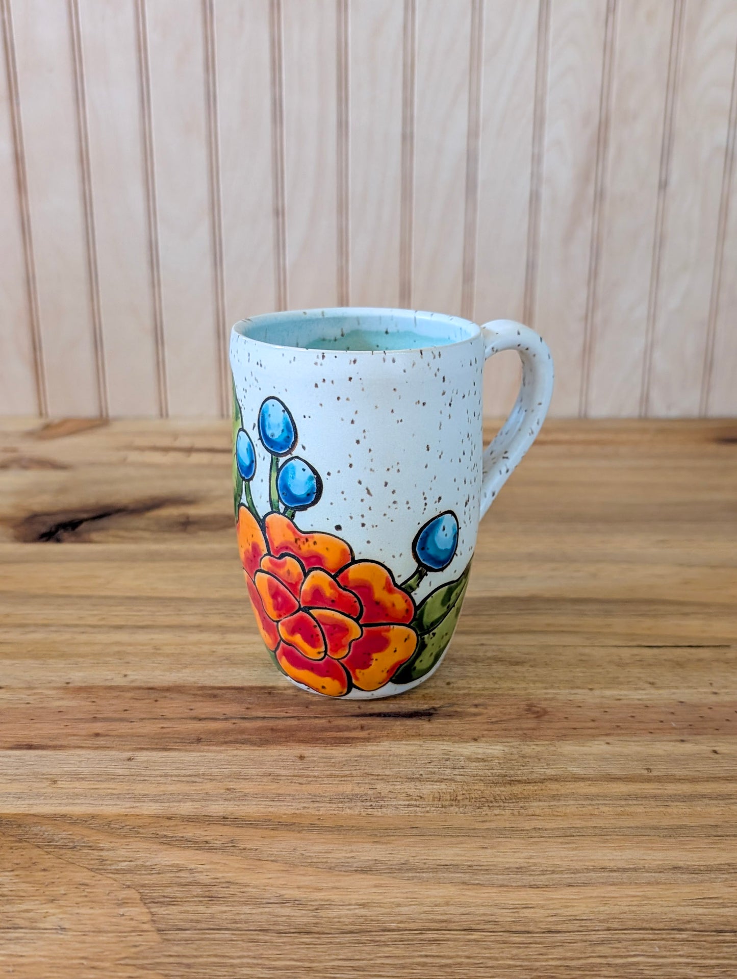 flower and blueberry mug