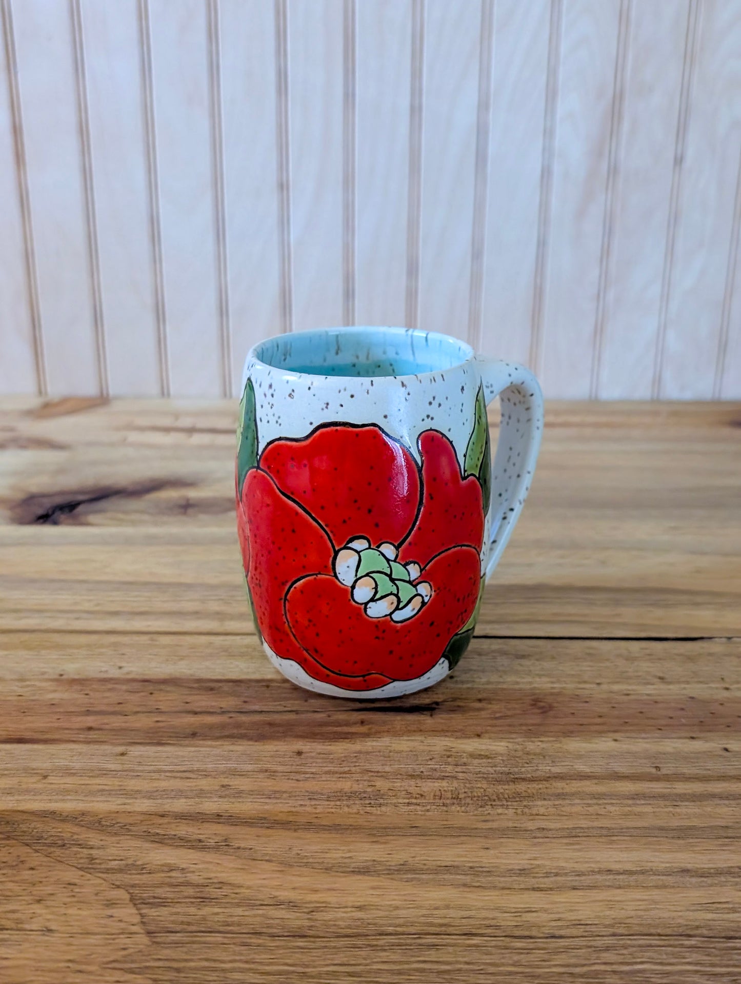 poppy mug in red