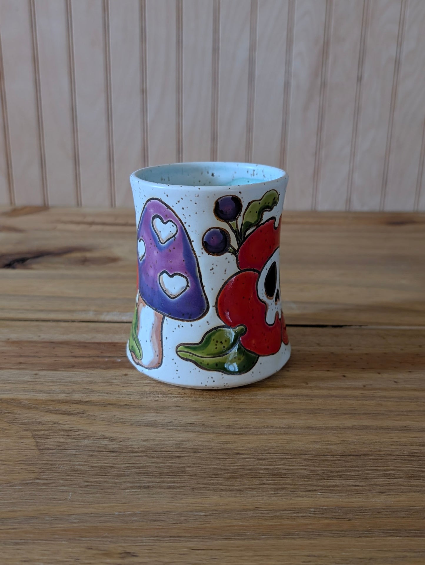 skull flower and mushroom mug