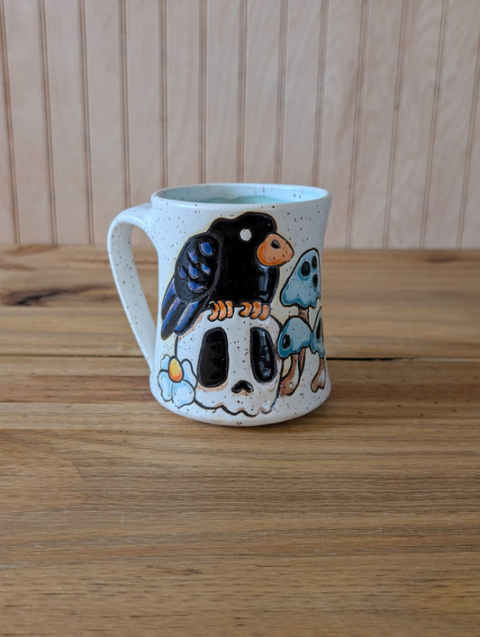 crow skull mug