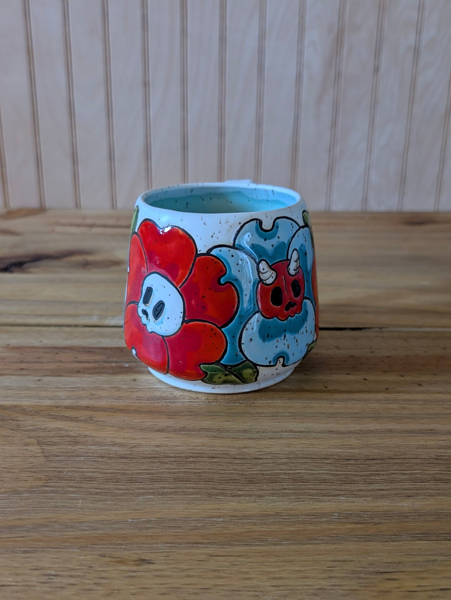 skull flower wrap around mug