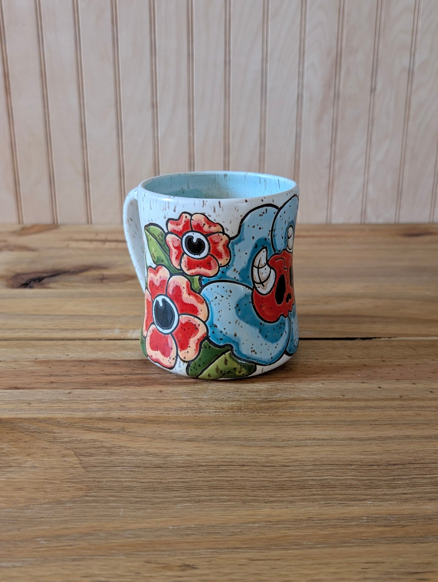 horned skull flower mug with gs