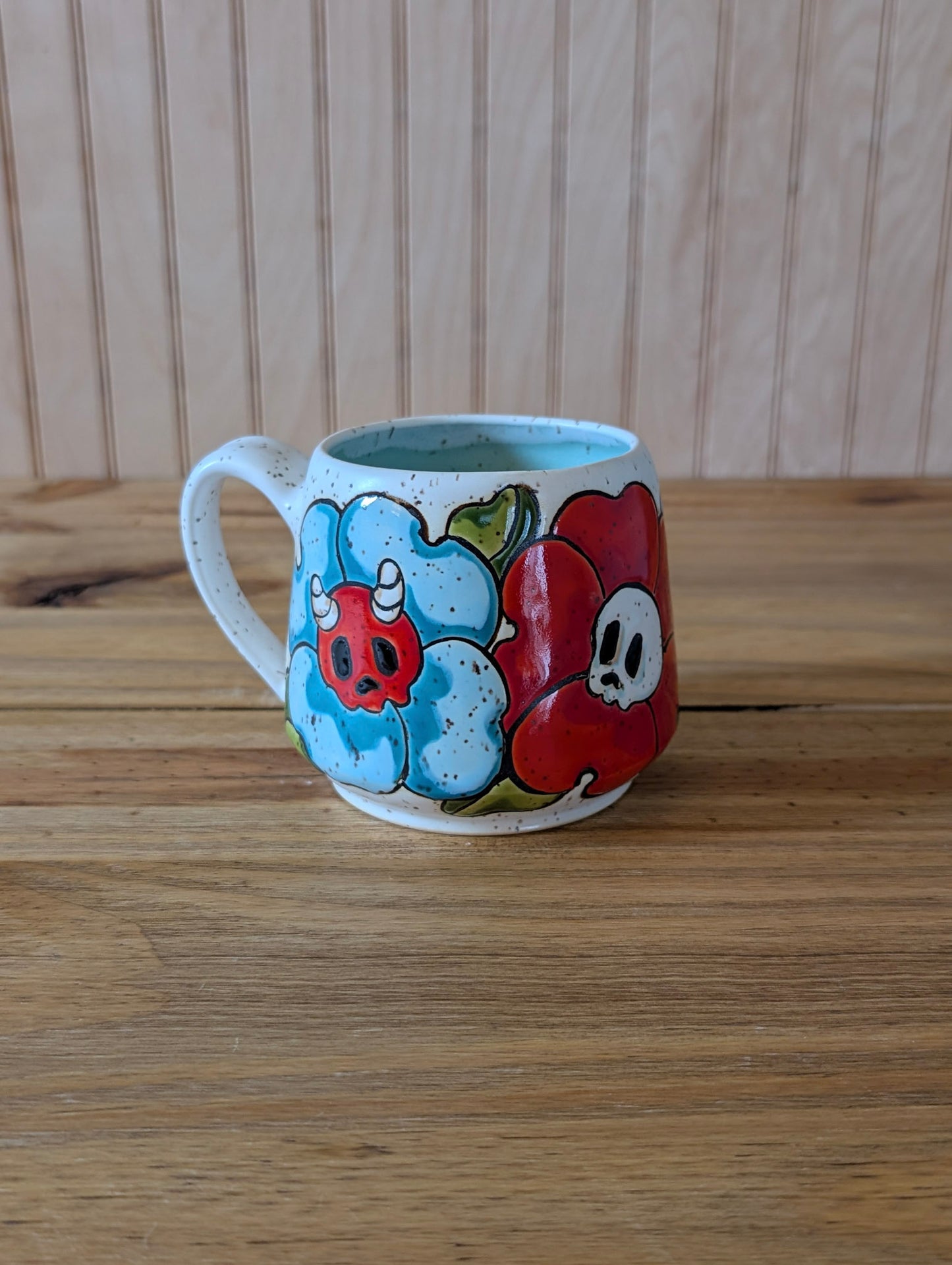 skull flower wrap around mug