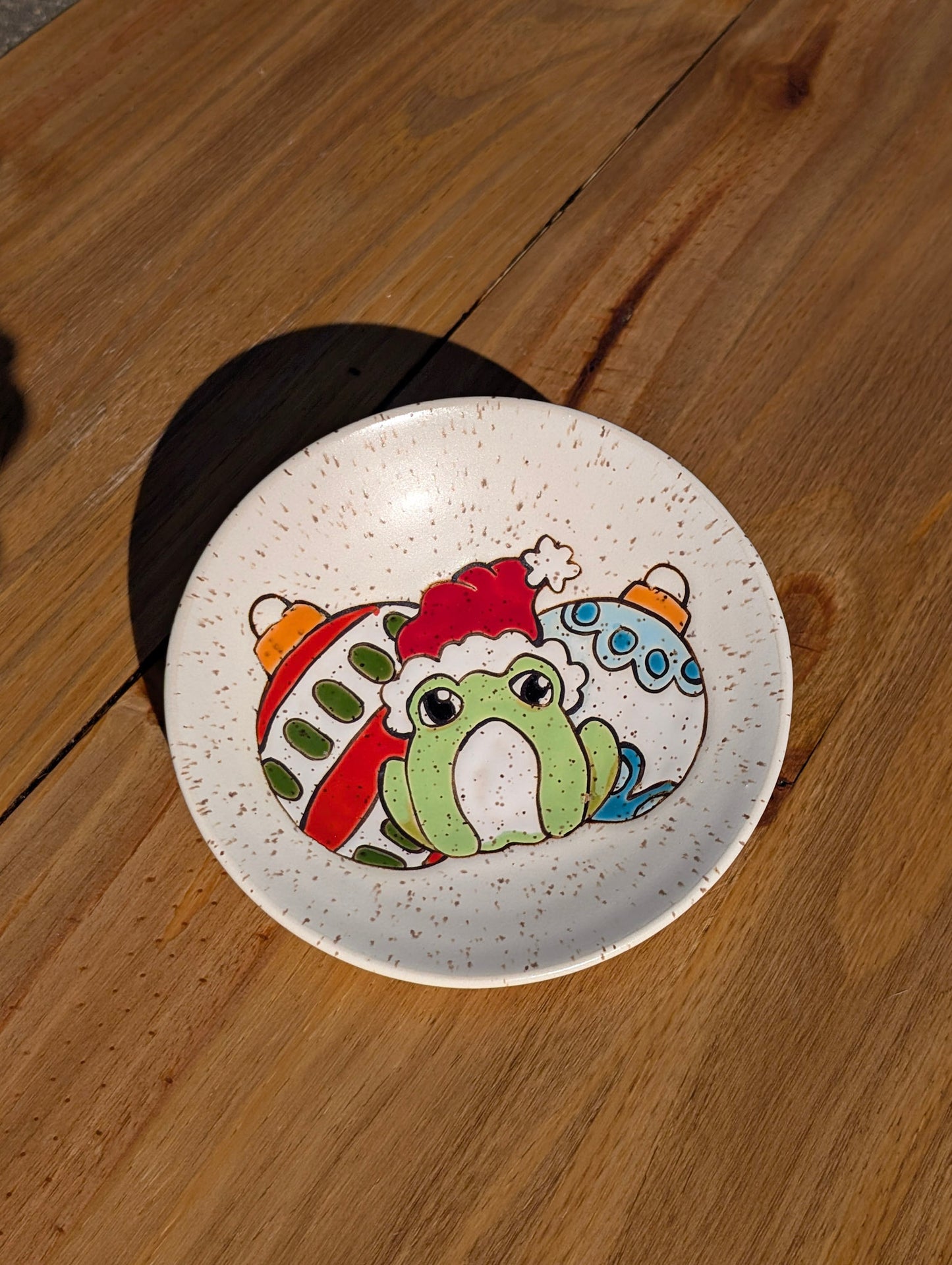 Christmas frog trinket dish