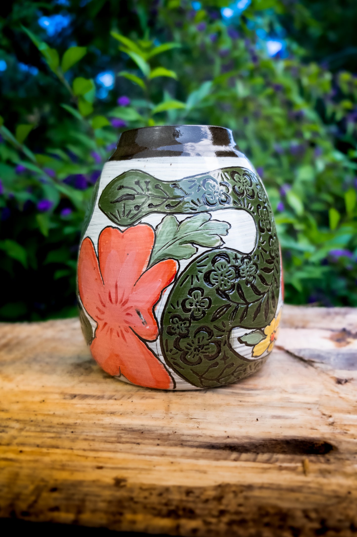 Folk snake vase